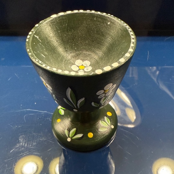 Other - Hand-Painted wooden Floral Green Egg Cup